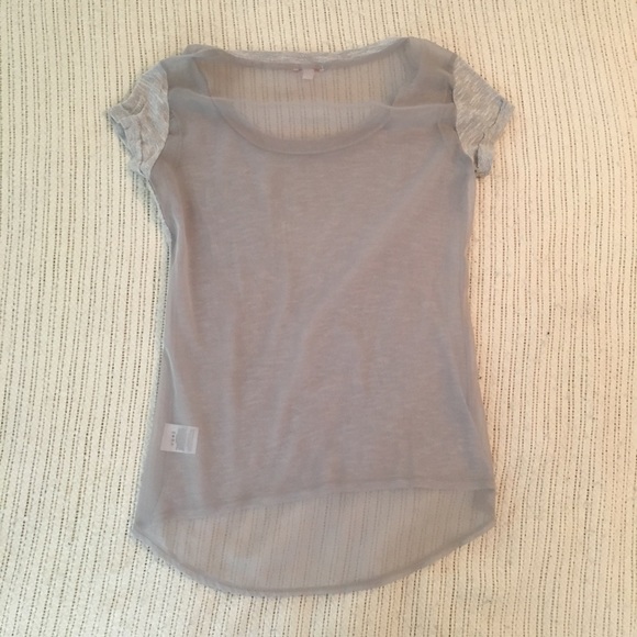 Grey Knit Pocket T-shirt With Chiffon Back - Picture 2 of 3
